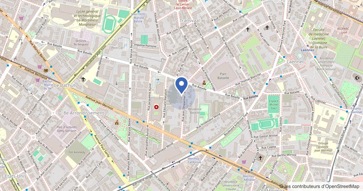 Plan du quartier d’Avicenne, 16 rue Jean Desparmet, 69008 Lyon