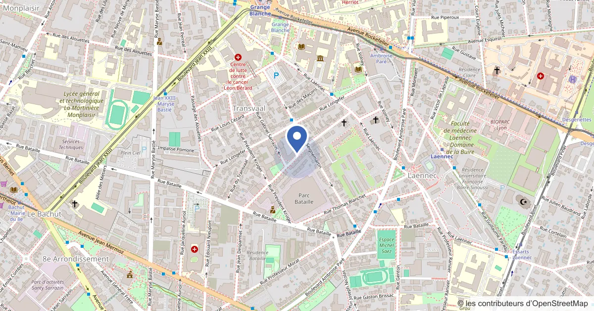 Plan du quartier de MédiPlus, 6 rue Auguste Pinton, 69008 Lyon