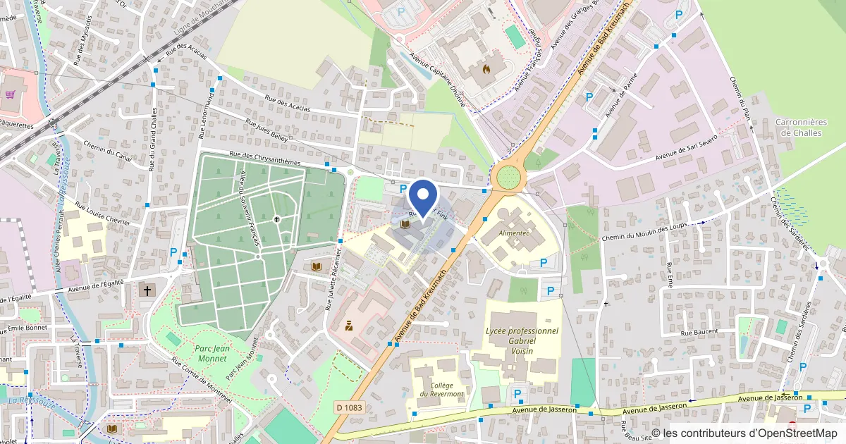 Plan du quartier du campus Peter Fink, 71 rue Peter Fink, 01000 Bourg-en-Bresse
