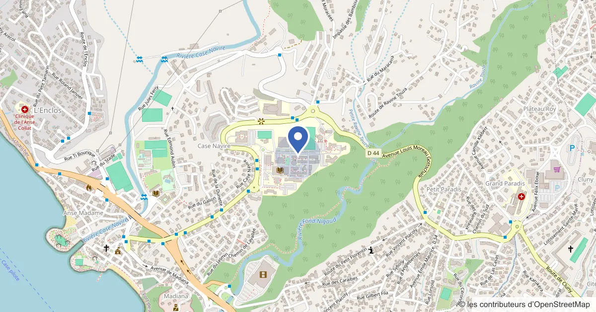 Plan du quartier : Campus universitaire de Schœlcher, Campus universitaire de Schœlcher, BP 7209, 97233 Schœlcher