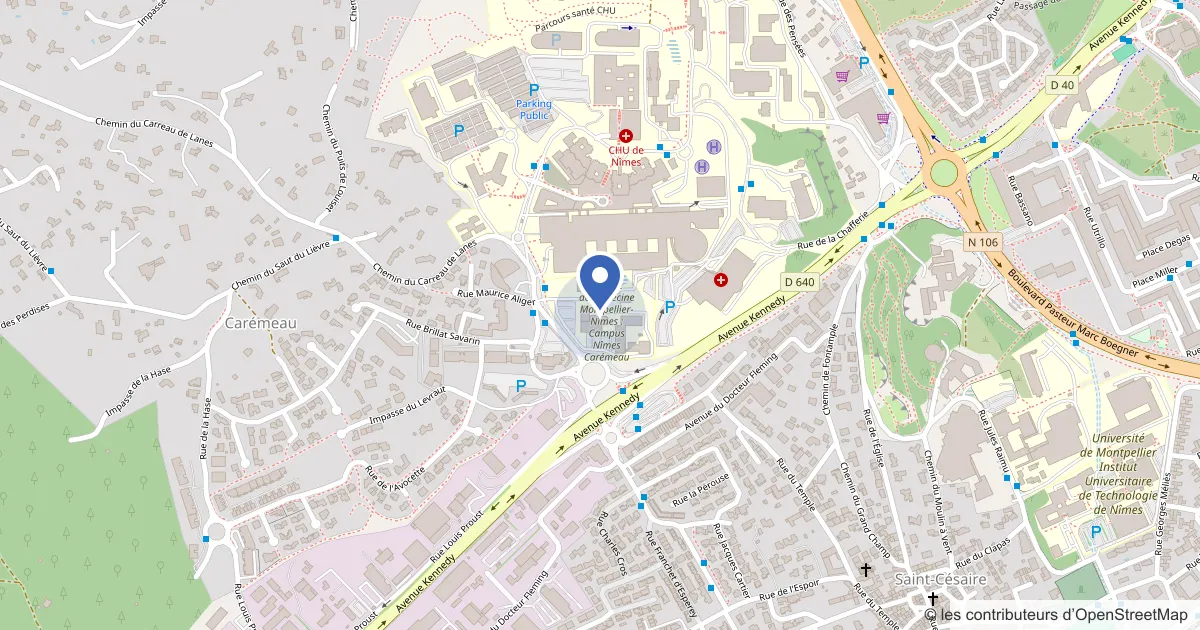 Plan du quartier du Campus Santé Carémeau, 186 chemin du Carreau de Lanes, 30900 Nîmes